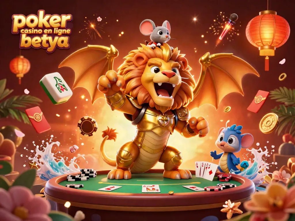Experience the excitement with poker casino en ligne betya featuring a triumphant chimera and poker elements.