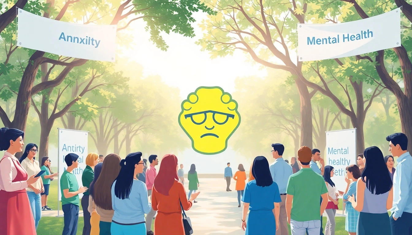Engaging community event showcasing the anxiety symbol in mental health awareness.