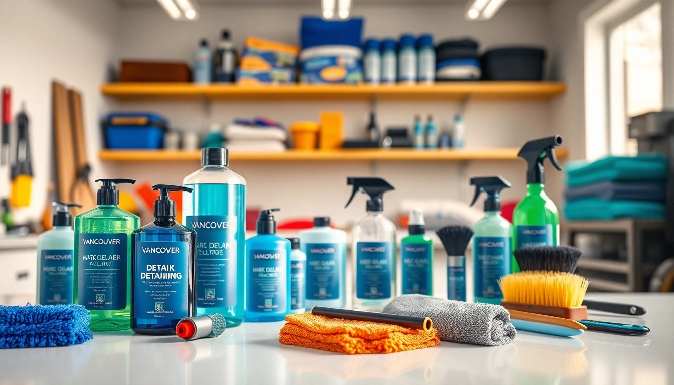 Showcasing Vancouver detailing products in a professional car detailing workspace.