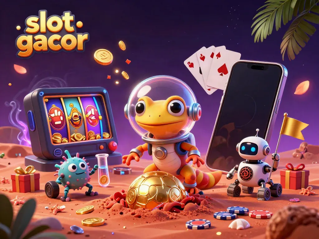 Experience thrilling slot gacor action with a Martian gecko discovering a golden casino.