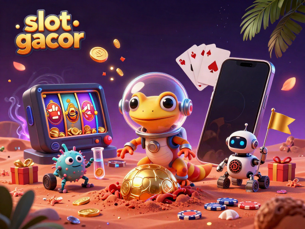 Experience thrilling slot gacor action with a Martian gecko discovering a golden casino.