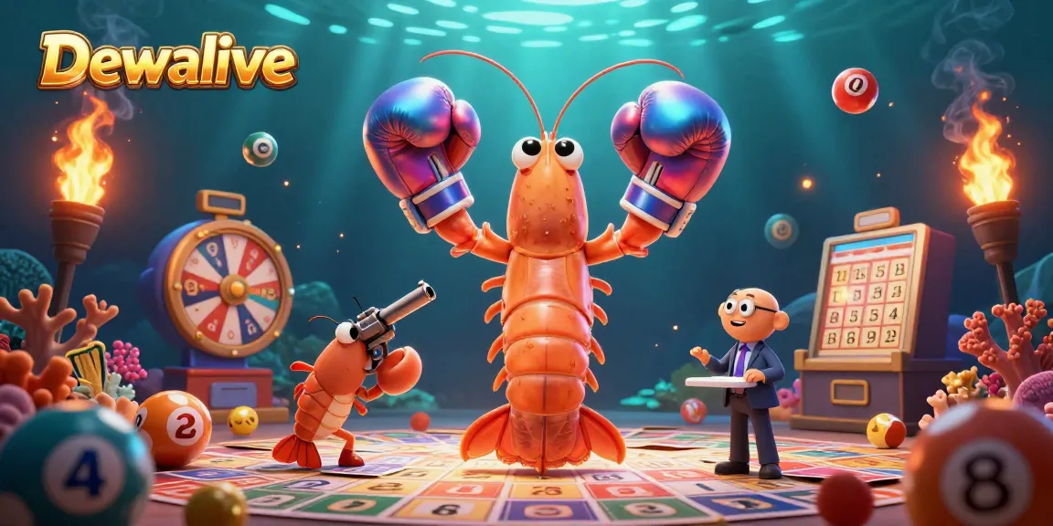 Engage in Dewalive's vibrant lottery scene with mantis and pistol shrimp characters amidst dynamic elements.