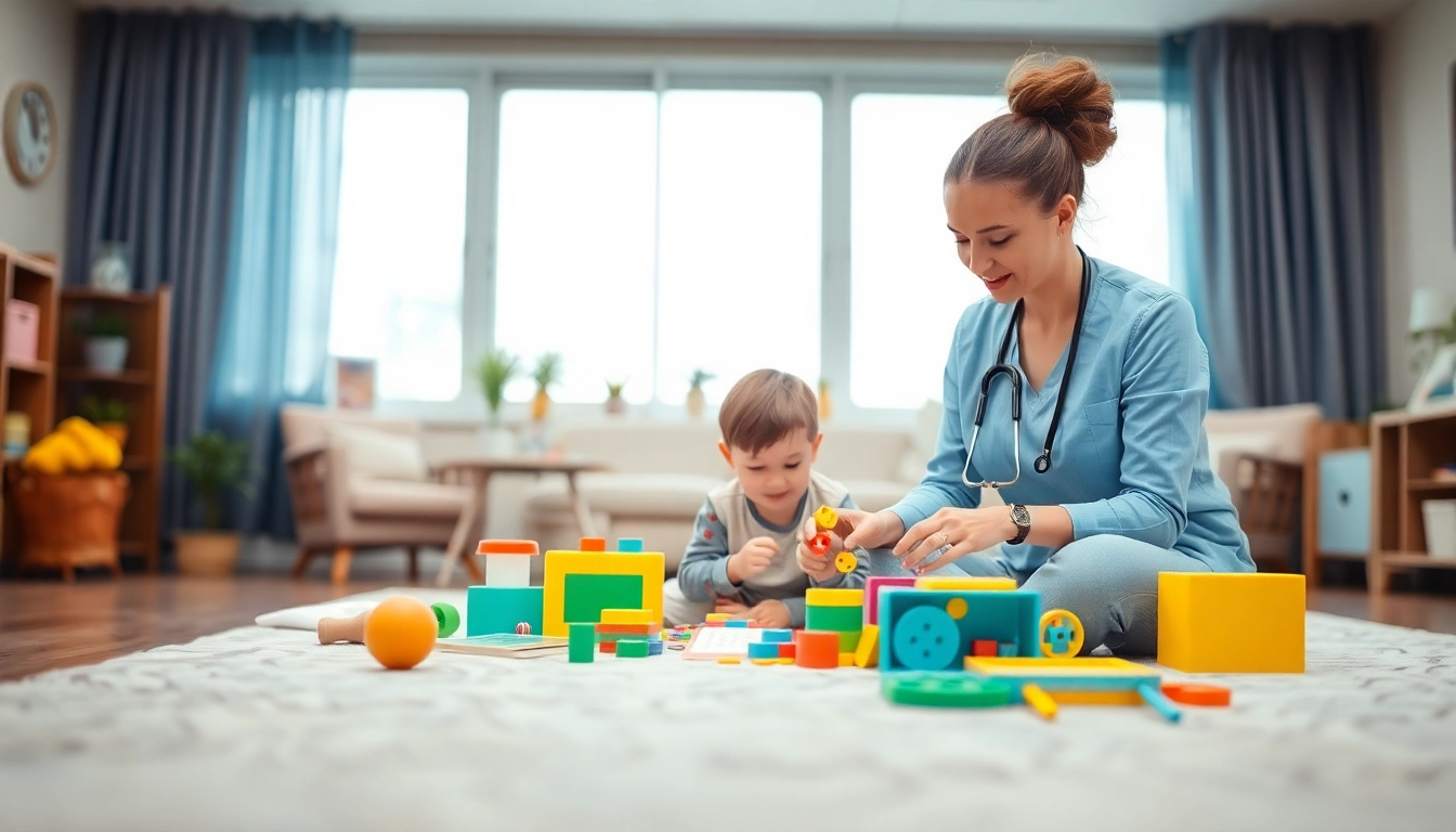 Child engaged in ABA therapy for autism near me, fostering a supportive learning environment with toys.