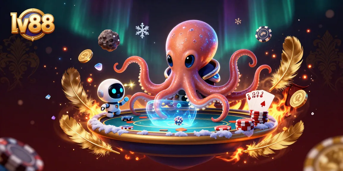 Engage in thrilling poker action with lv88 as an alien octopus plays at a holographic table