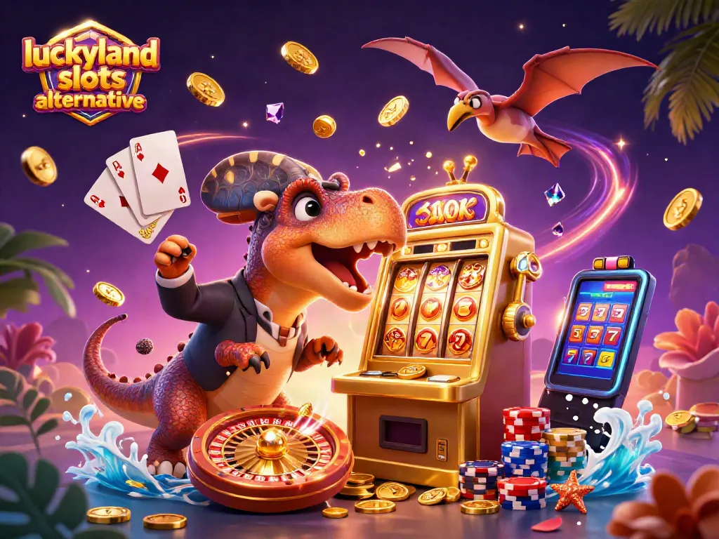 Experience thrilling gameplay with this luckyland slots alternative featuring dinosaur characters and casino symbols.
