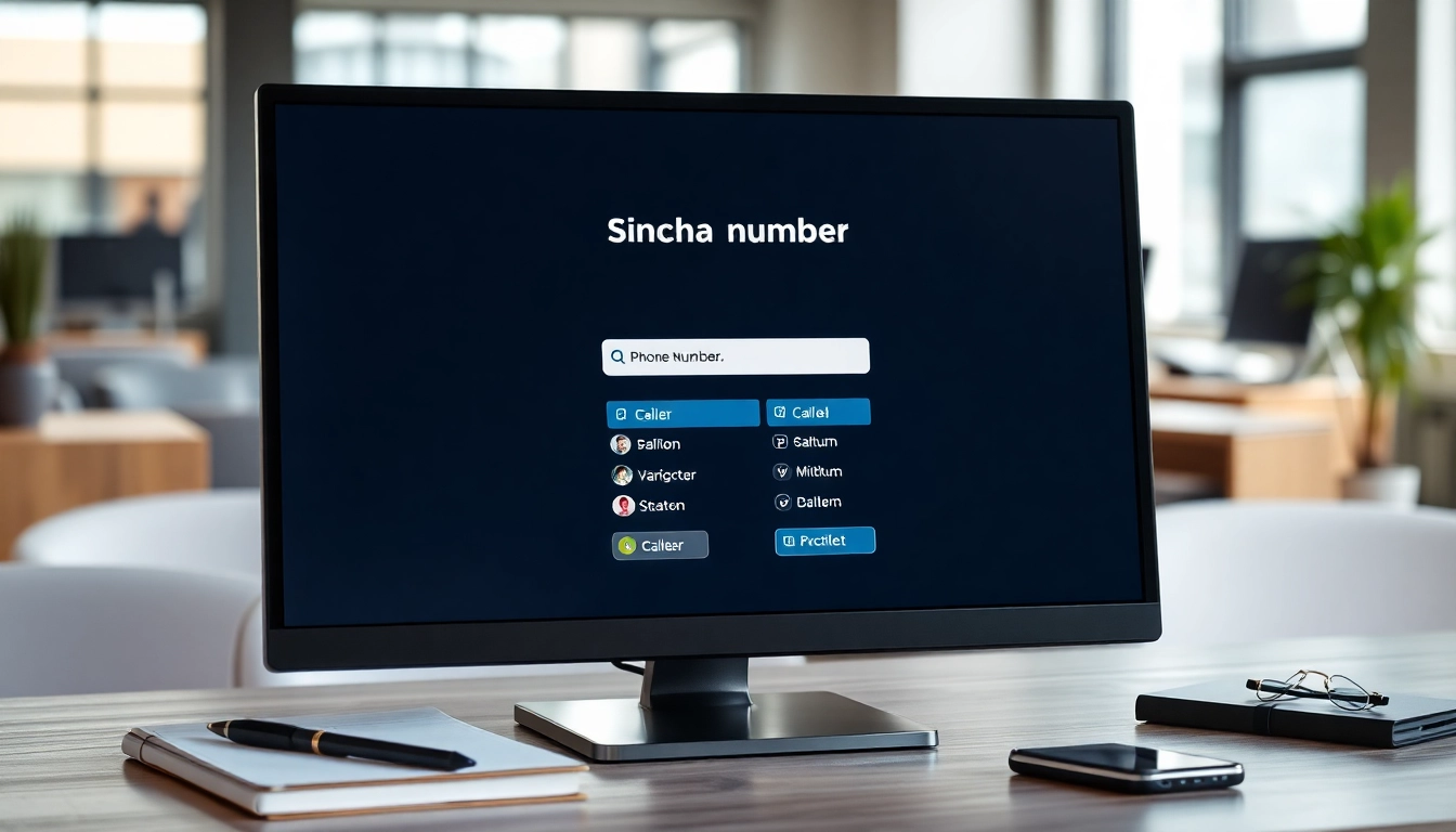 Efficient phone number lookup feature displayed on a sleek desktop device.