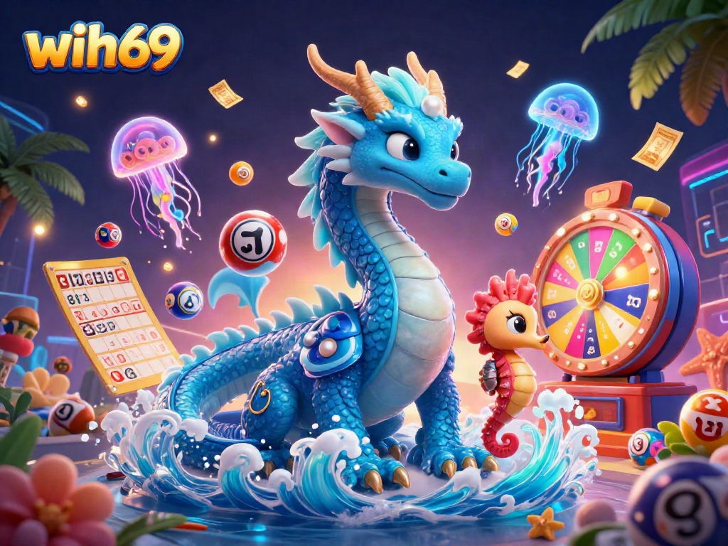 Menangkan permainan di wih69 dengan ilustrasi naga laut 3D yang megah dan seahorse.