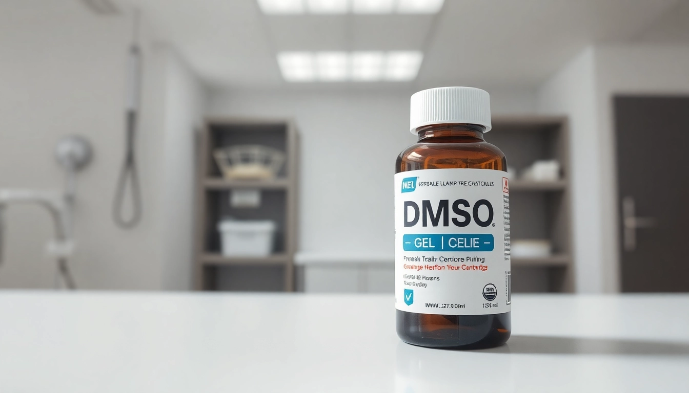 Showcase dmso gel for humans bottle highlighting its therapeutic benefits in a medical setting.