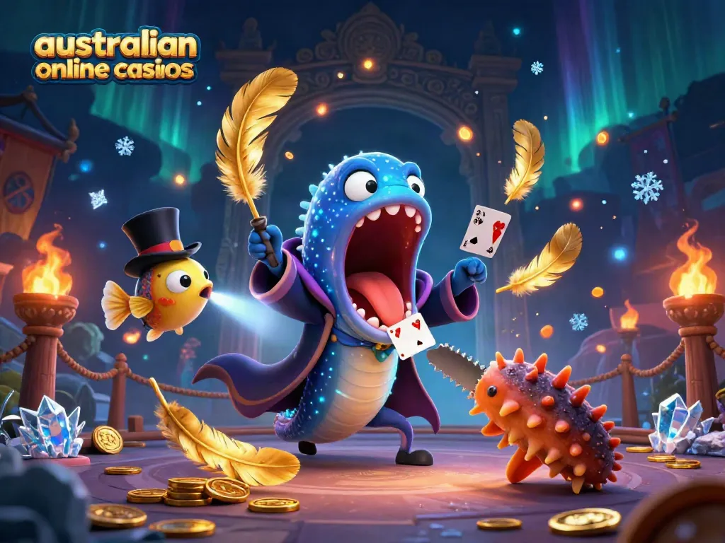 Experience fun magic tricks in a vibrant underwater setting showcasing australian online casinos.