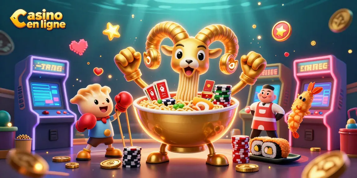 Équilibrez les gains au casino en ligne avec une illustration dynamique de personnages ludiques et de machines colorées.