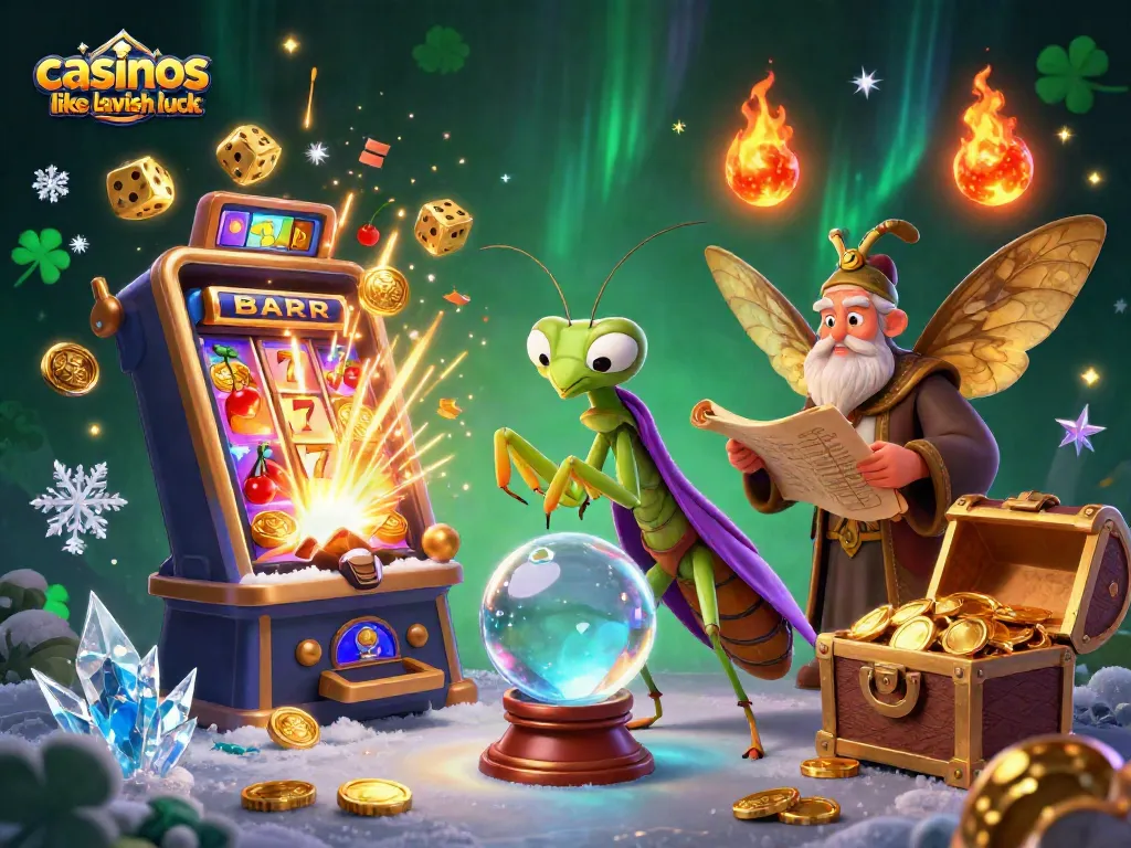 Play exciting games like Lavish Luck at vibrant casinos featuring slot machines and glowing prizes.