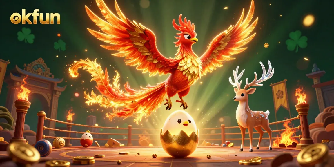 Engage in thrilling gameplay with okfun’s vibrant casino scene featuring mythical creatures.