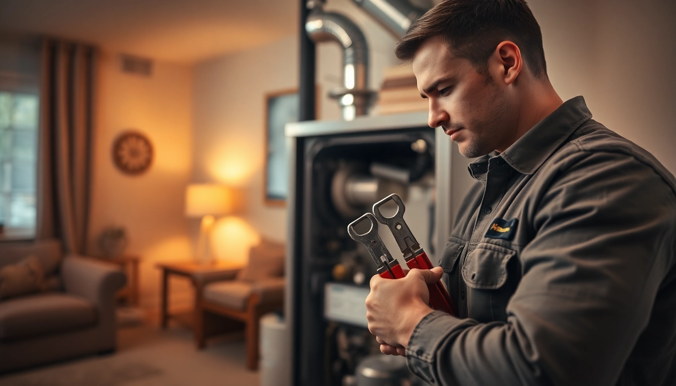 Technician engaged in furnace repair stormville, showcasing expertise and comfort in home setting.