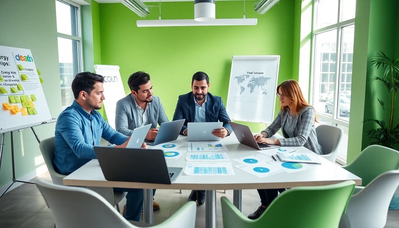 Analyze business energy comparison uk 2026 data with a diverse team in a modern office.