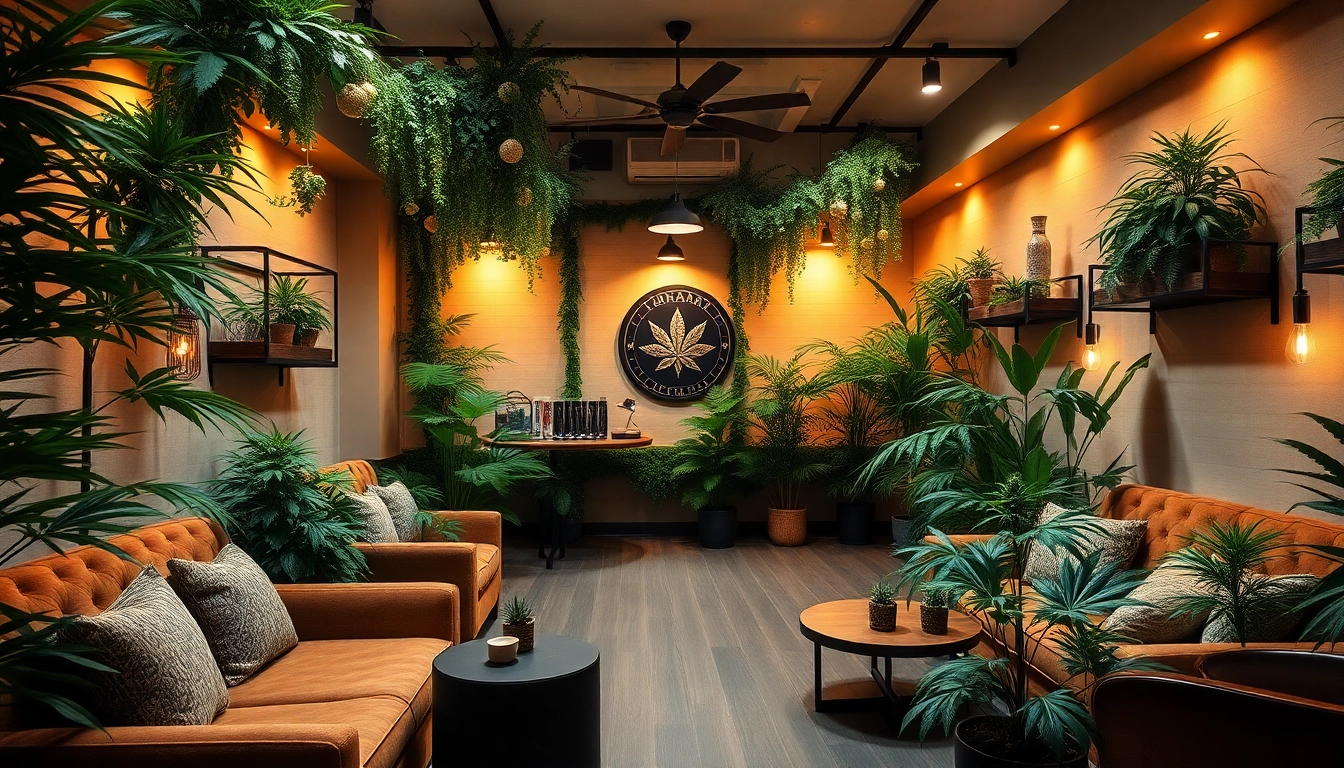 Besucher im cannabis club hamburg genießen die entspannte Atmosphäre in einem liebevoll gestalteten Raum.