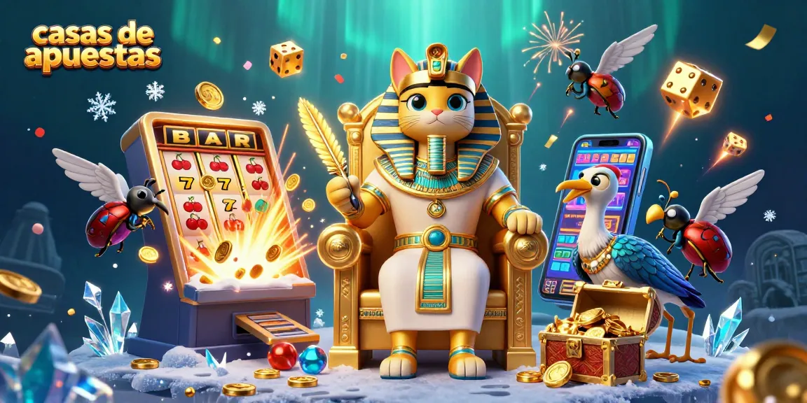Apuesta en casas de apuestas mientras un gato faraón observa y disfruta de un emocionante jackpot.