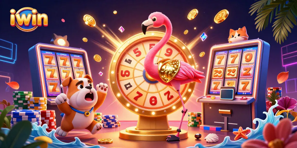 Spin the iwin prize wheel with excitement as golden coins cascade and vibrant colors fill the 3D casino scene.