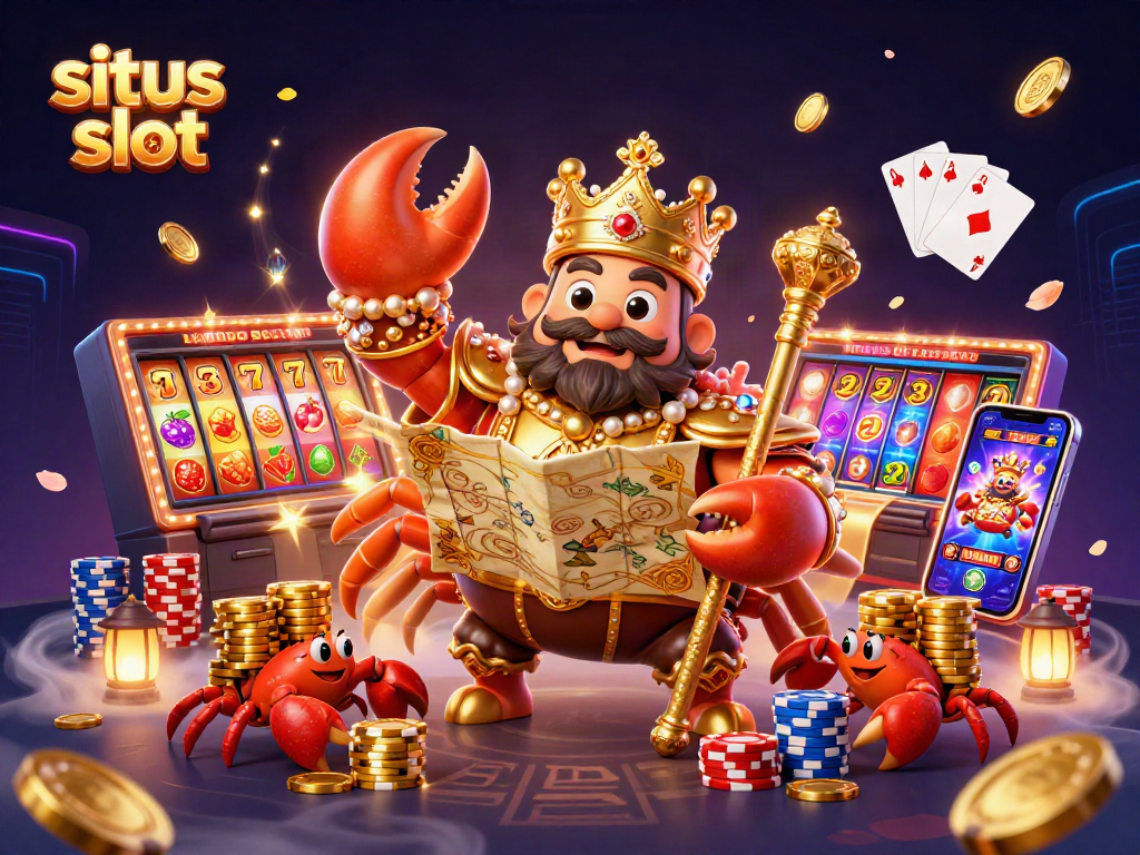 Situs slot game features dynamic 3D characters, golden coins, and vibrant slot reels for an engaging gaming experience.
