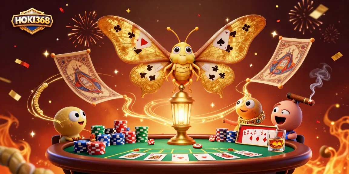 Experience the excitement of gaming with HOKI368, illustrated through dynamic poker scenes and stunning visuals.