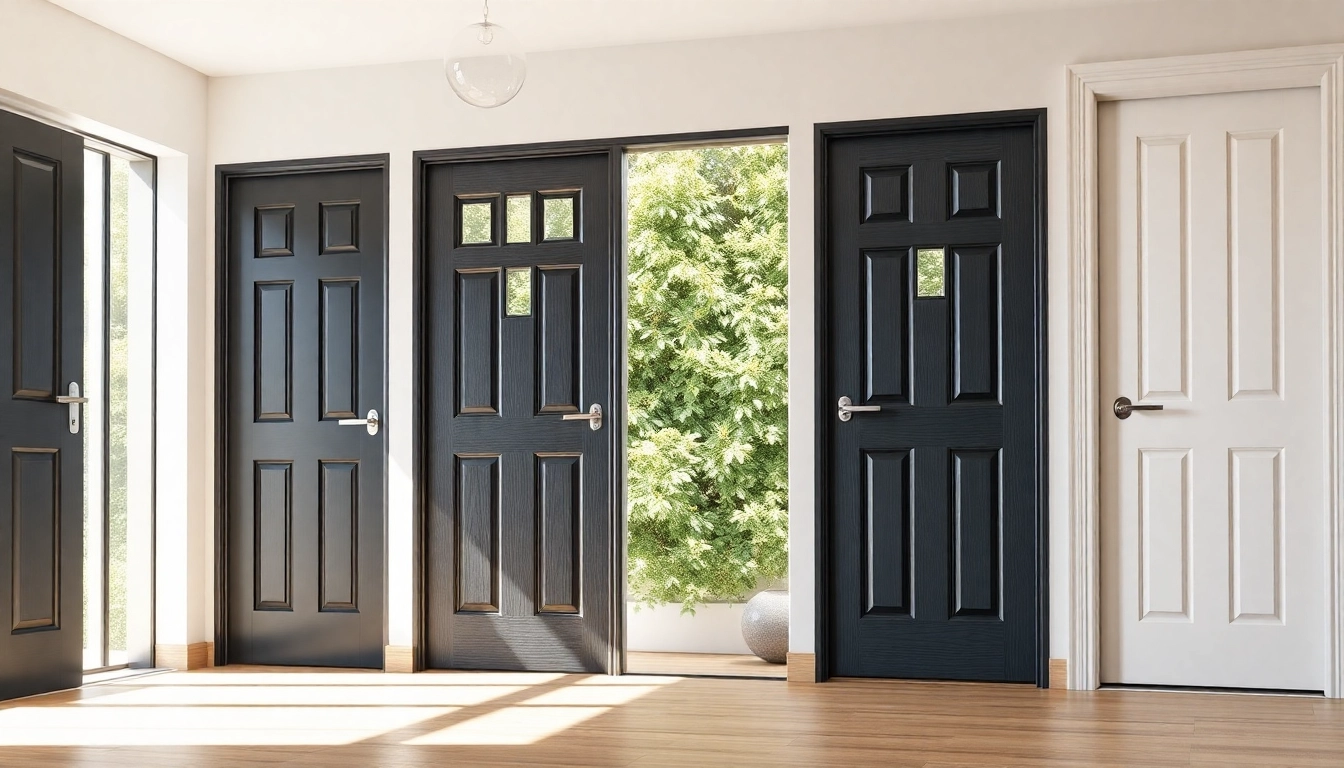 Display of stylish upvc doors showcasing modern designs in a vibrant home setting.