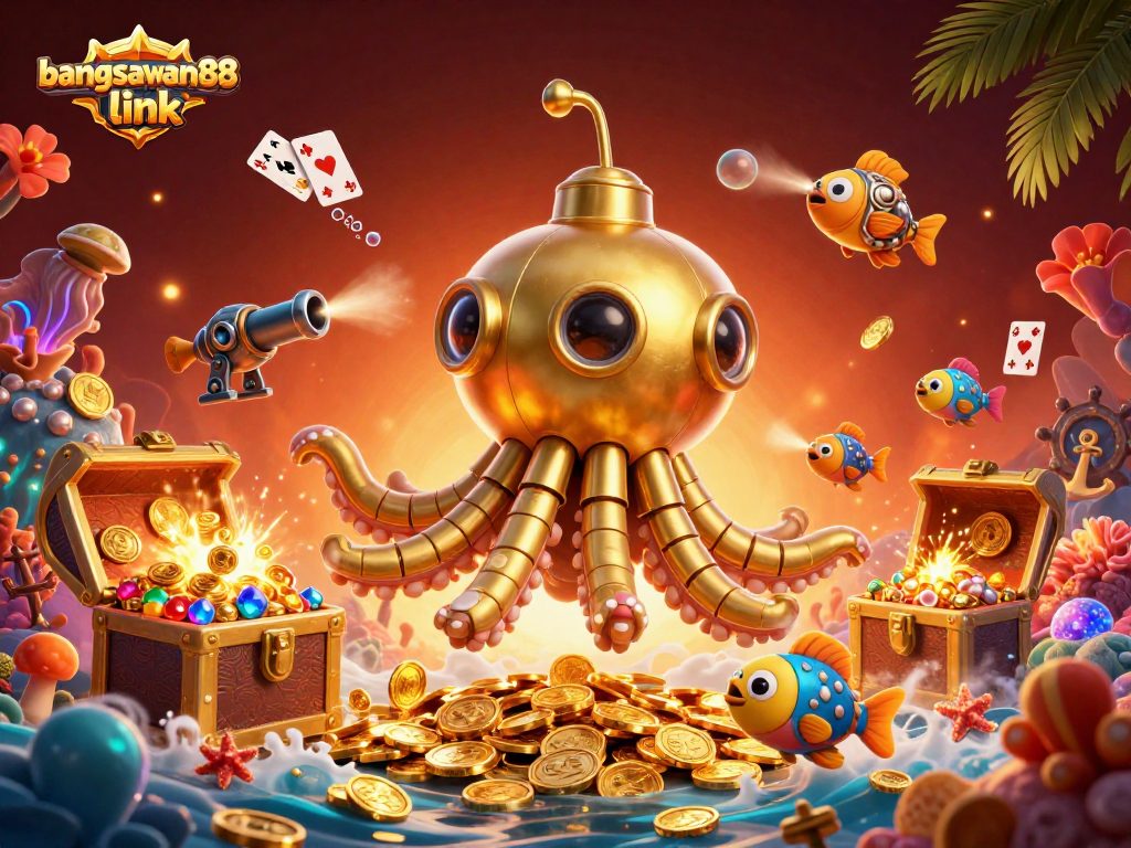 Engage with the thrilling bangsawan88 link on a vibrant casino adventure filled with coins and underwater treasures.