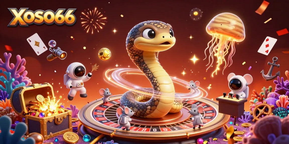 Experience thrilling gameplay at XOSO66 with vibrant casino elements and cosmic characters.