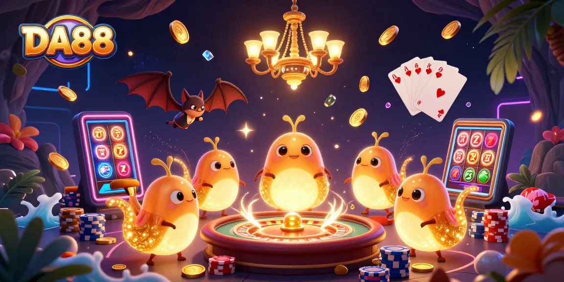 Engage in the excitement of DA88 with animated glowworms and neon casino action!
