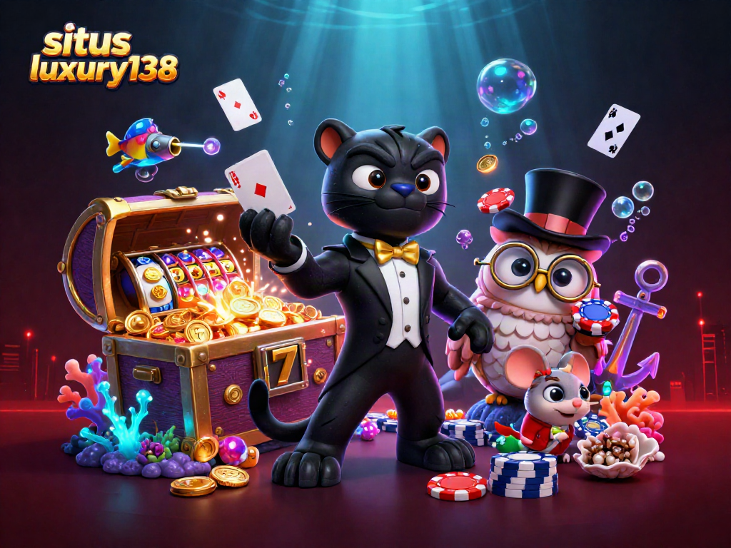 Menyusun taruhan di situs luxury138, panther elegan, burung hantu dan tikus keberuntungan beraksi.