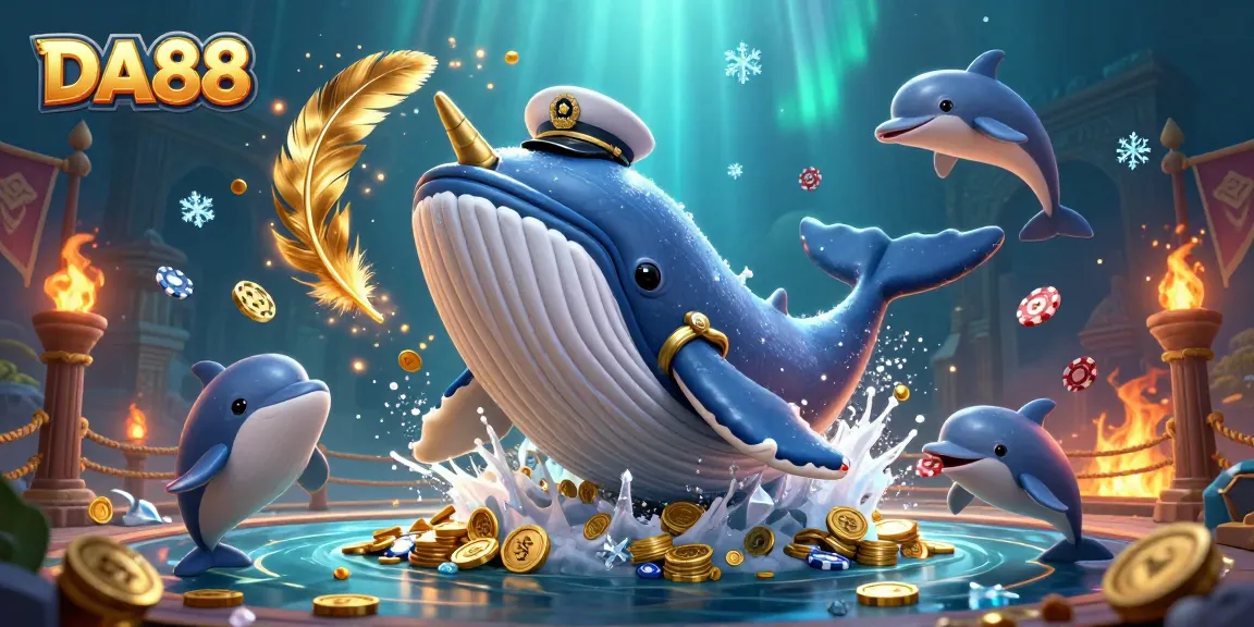 Engage with DA88's vibrant casino atmosphere surrounded by whimsical marine characters.