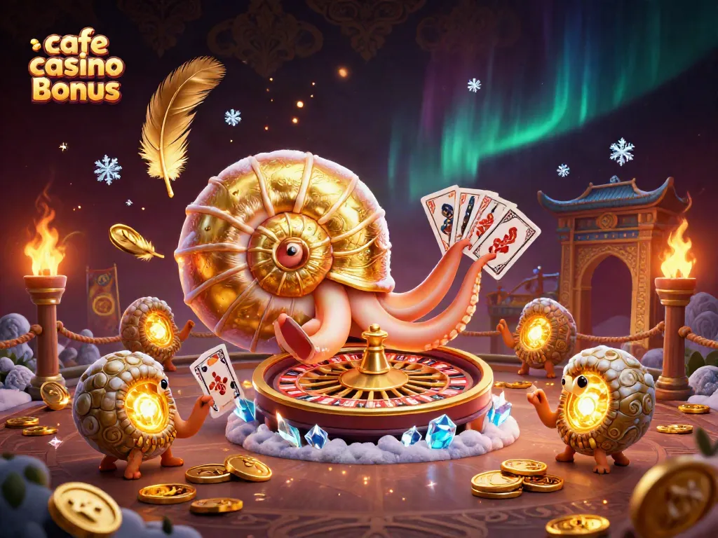 Experience the thrill of the cafe casino bonus with a vibrant 3D casino scene featuring charming characters and rich details.