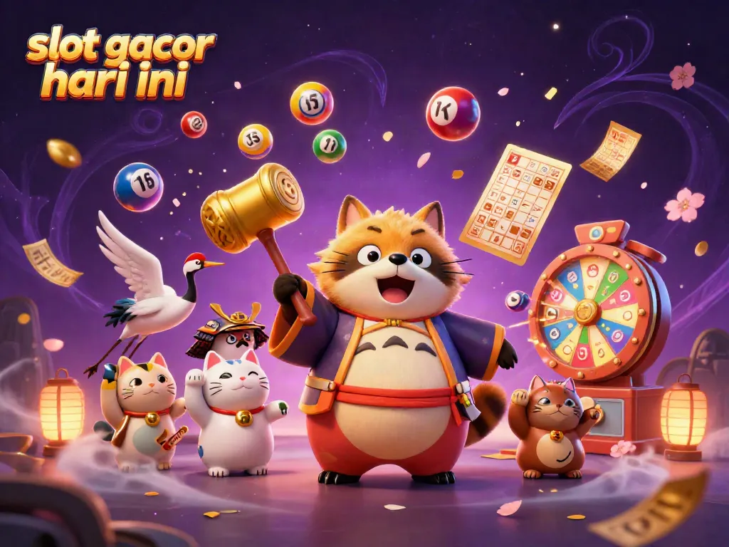 Experience vibrant fun with slot gacor hari ini, featuring joyful tanuki and lucky symbols.