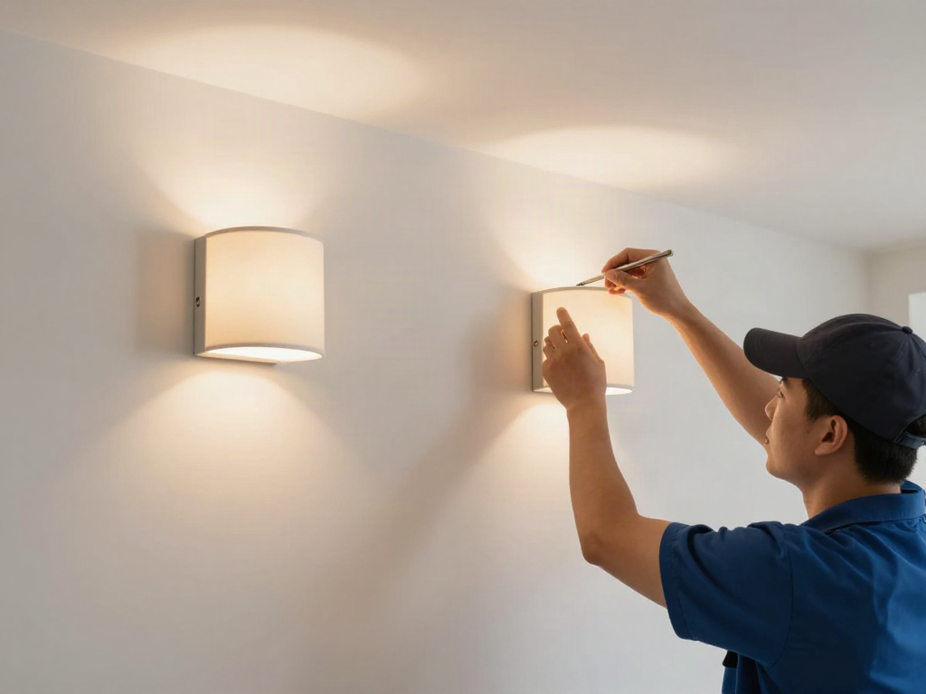 Aplice LED instalate de un profesionist local, în mediu rezidențial plăcut.