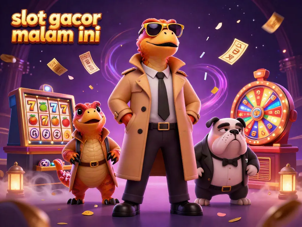 Menggoda permainan dengan slot gacor malam ini, tiga raptor dalam jas memasuki kasino dengan elemen keberuntungan.
