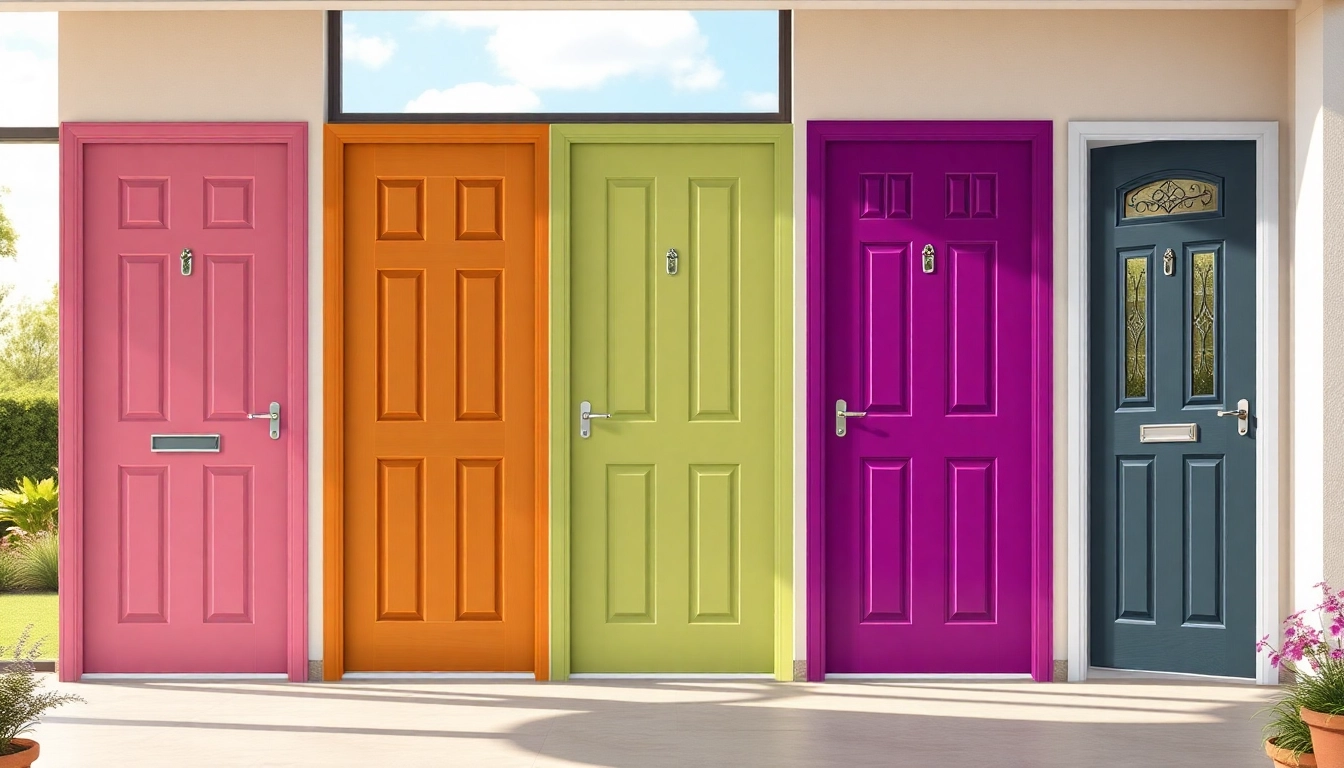 Explore stylish upvc doors enhancing a modern home's entrance, showcasing vibrant colors and elegant designs.
