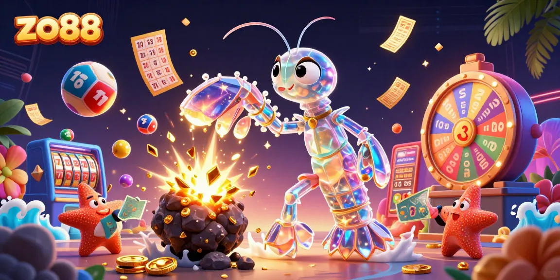 Engage with thrilling games at zo88, featuring a galactic samurai amid golden gems and lotto excitement.