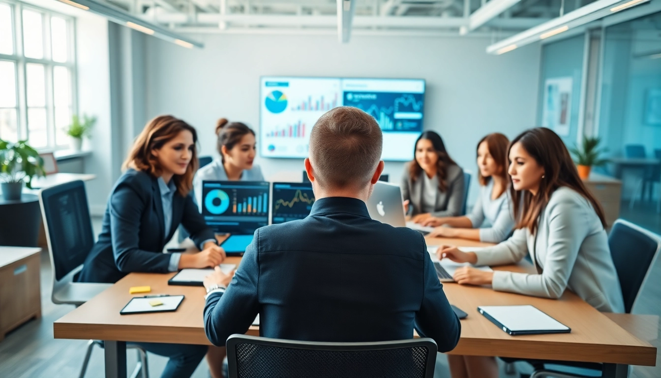 Visual representation of a productivity AI assistant for work assisting a team in a collaborative office environment.