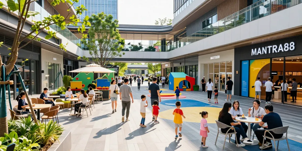 Experience modern entertainment at MANTRA88, showcasing vibrant commercial properties and lively community interactions.